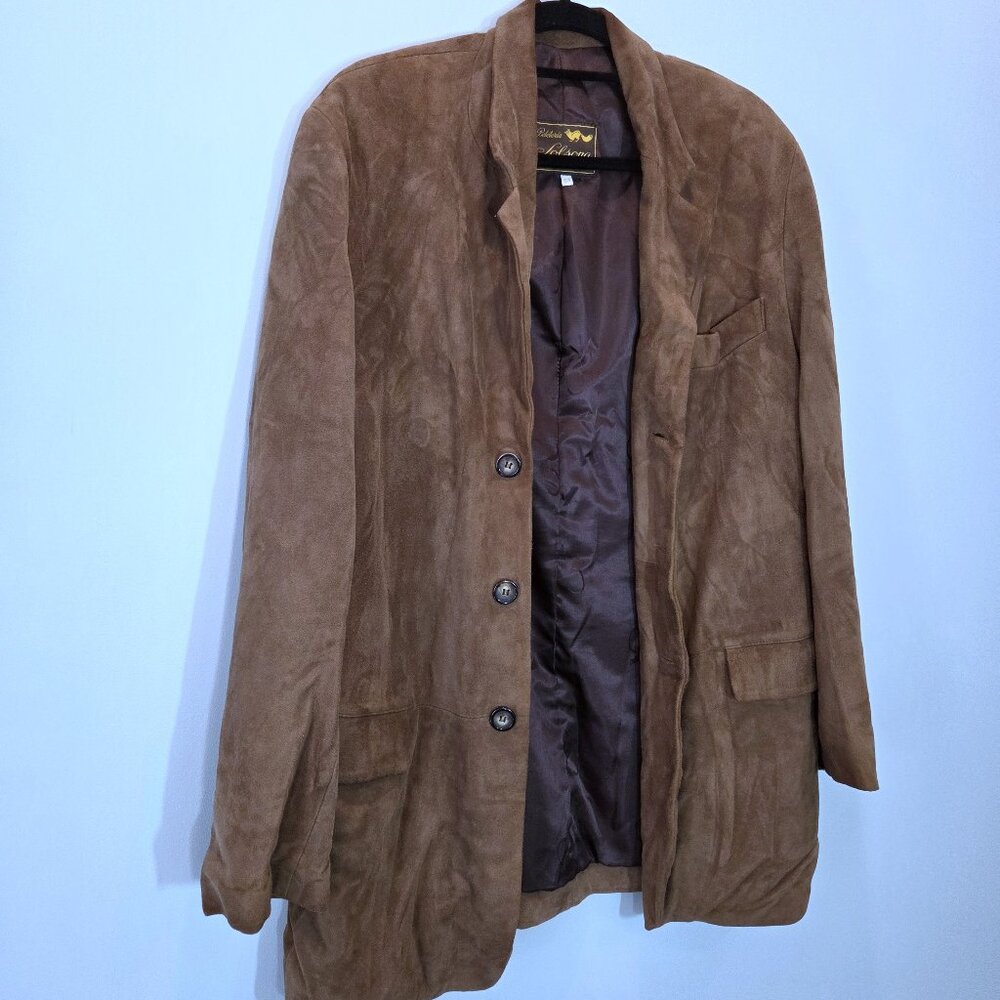 Men's Suede Trench Coat in Warm Brown